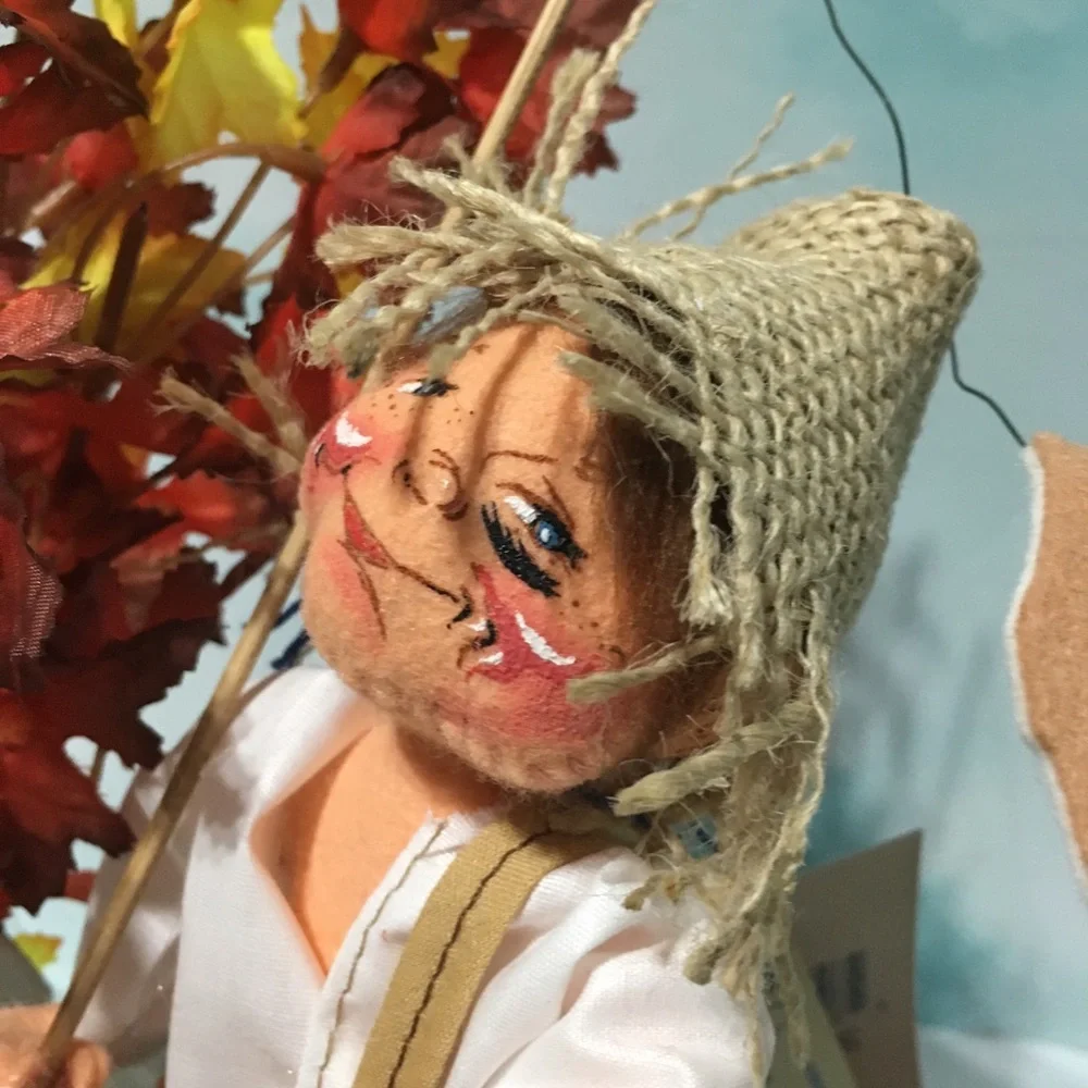 Annalee Fall Fisherman Doll with Orange, Yellow, Red and Green Accents